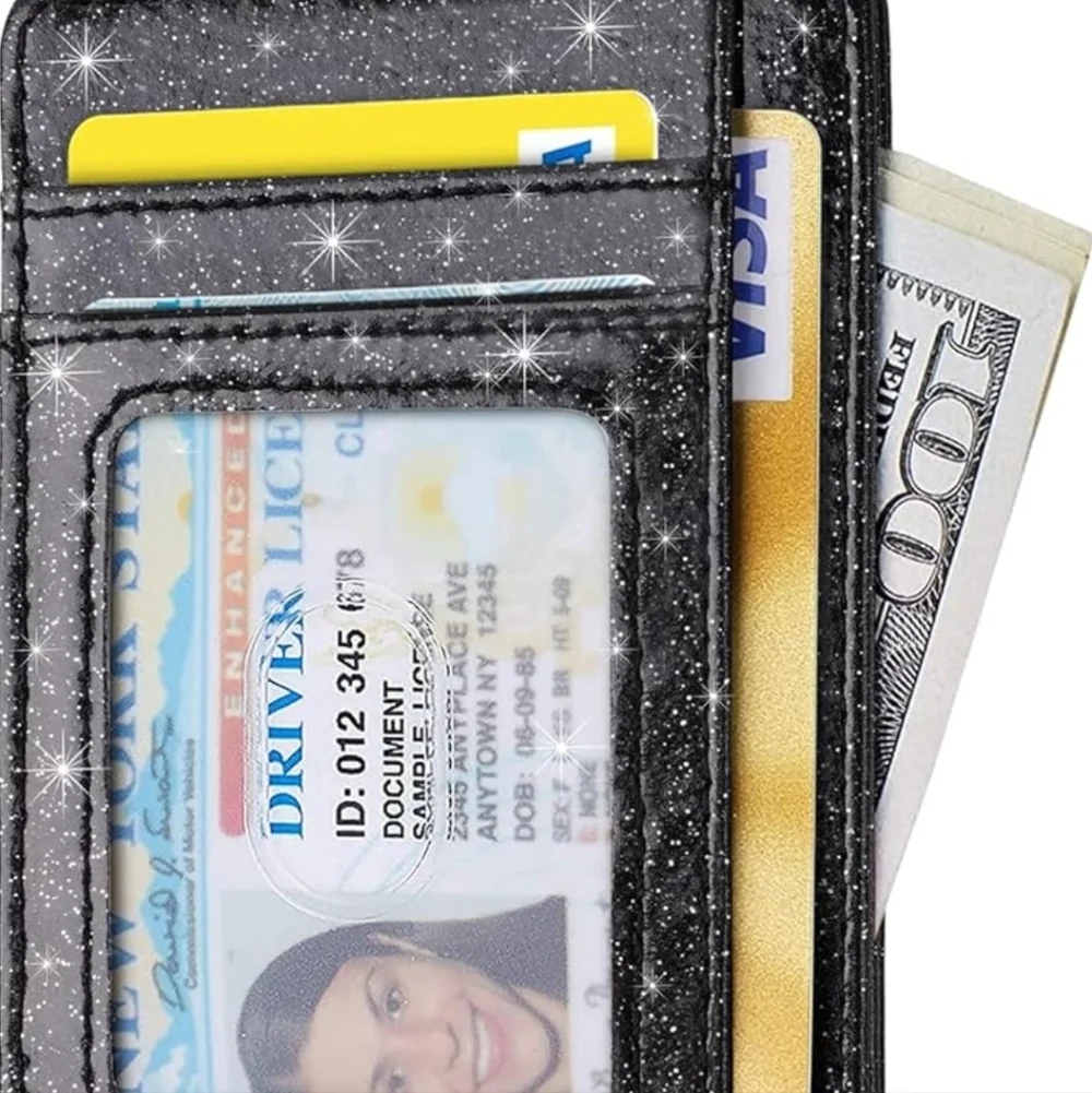 Black Glitter Card Holder Wallet